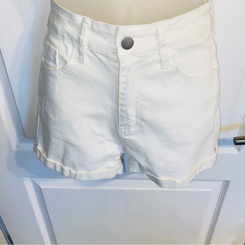 White Women's Denim Shorts Petite Small Stretch Very Soft Fabric